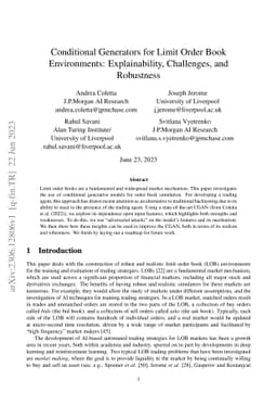 Conditional Generators for Limit Order Book Environments:
  Explainability, Challenges, and Robustness