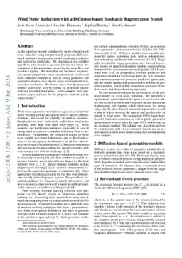 Wind Noise Reduction with a Diffusion-based Stochastic Regeneration
  Model