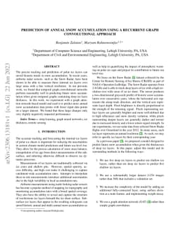 Prediction of Annual Snow Accumulation Using a Recurrent Graph
  Convolutional Approach