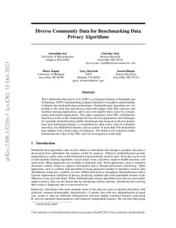 Diverse Community Data for Benchmarking Data Privacy Algorithms