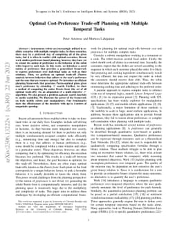 Optimal Cost-Preference Trade-off Planning with Multiple Temporal Tasks