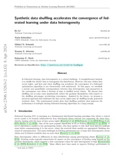 Synthetic data shuffling accelerates the convergence of federated
  learning under data heterogeneity