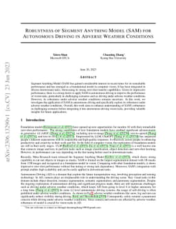 Robustness of Segment Anything Model (SAM) for Autonomous Driving in
  Adverse Weather Conditions
