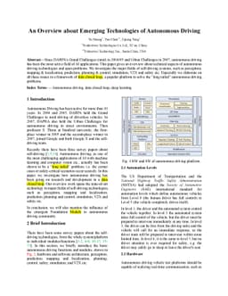 An Overview about Emerging Technologies of Autonomous Driving