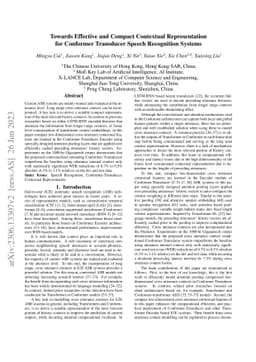 Towards Effective and Compact Contextual Representation for Conformer
  Transducer Speech Recognition Systems