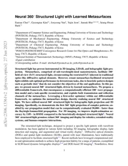 Neural 360$^\circ$ Structured Light with Learned Metasurfaces