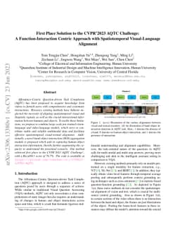 First Place Solution to the CVPR'2023 AQTC Challenge: A
  Function-Interaction Centric Approach with Spatiotemporal Visual-Language
  Alignment