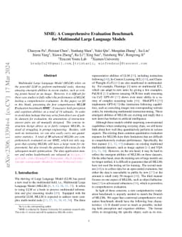 MME: A Comprehensive Evaluation Benchmark for Multimodal Large Language
  Models
