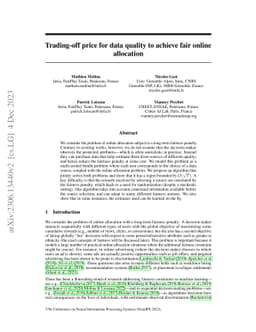 Trading-off price for data quality to achieve fair online allocation