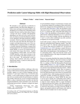 Prediction under Latent Subgroup Shifts with High-Dimensional
  Observations