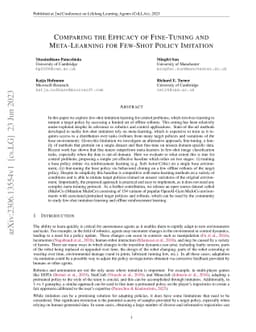 Comparing the Efficacy of Fine-Tuning and Meta-Learning for Few-Shot
  Policy Imitation