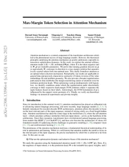 Max-Margin Token Selection in Attention Mechanism