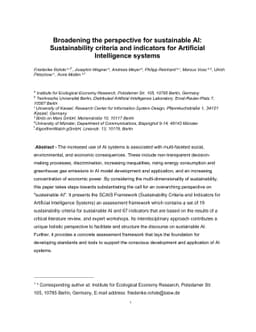 Broadening the perspective for sustainable AI: Comprehensive
  sustainability criteria and indicators for AI systems