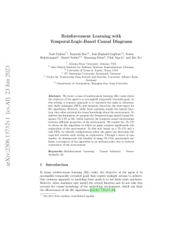 Reinforcement Learning with Temporal-Logic-Based Causal Diagrams