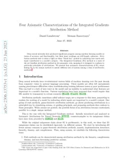 Four Axiomatic Characterizations of the Integrated Gradients Attribution
  Method