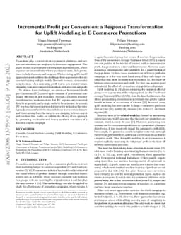 Incremental Profit per Conversion: a Response Transformation for Uplift
  Modeling in E-Commerce Promotions