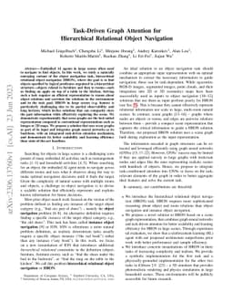Task-Driven Graph Attention for Hierarchical Relational Object
  Navigation