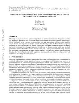 Achieving Diversity in Objective Space for Sample-efficient Search of
  Multiobjective Optimization Problems