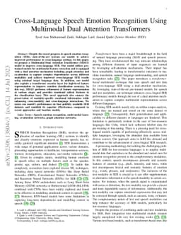 Cross-Language Speech Emotion Recognition Using Multimodal Dual
  Attention Transformers