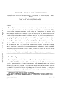 Maintaining Plasticity in Deep Continual Learning