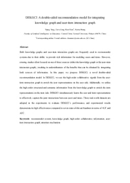DEKGCI: A double-sided recommendation model for integrating knowledge
  graph and user-item interaction graph
