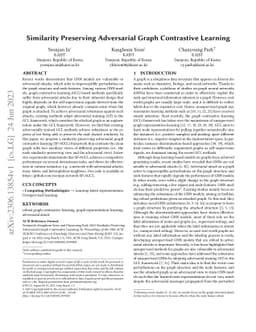 Similarity Preserving Adversarial Graph Contrastive Learning