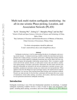 Multi-task multi-station earthquake monitoring: An all-in-one seismic
  Phase picking, Location, and Association Network (PLAN)