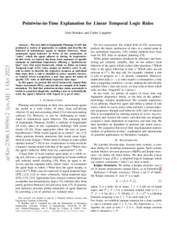 Pointwise-in-Time Explanation for Linear Temporal Logic Rules