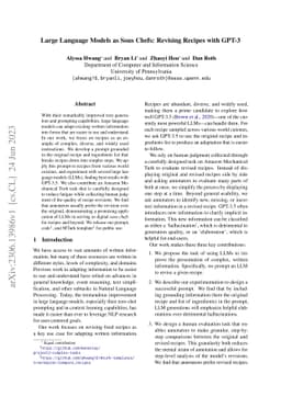 Large Language Models as Sous Chefs: Revising Recipes with GPT-3