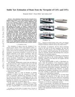 Stable Yaw Estimation of Boats from the Viewpoint of UAVs and USVs