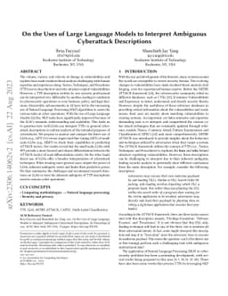 On the Uses of Large Language Models to Interpret Ambiguous Cyberattack
  Descriptions