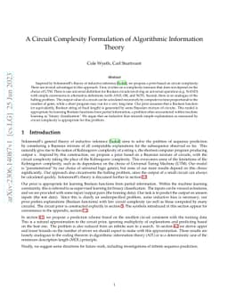 A Circuit Complexity Formulation of Algorithmic Information Theory