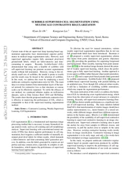 Scribble-supervised Cell Segmentation Using Multiscale Contrastive
  Regularization