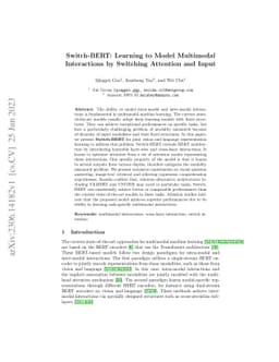 Switch-BERT: Learning to Model Multimodal Interactions by Switching
  Attention and Input