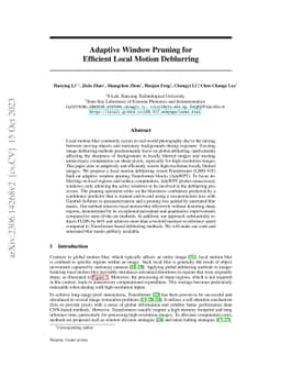 Adaptive Window Pruning for Efficient Local Motion Deblurring