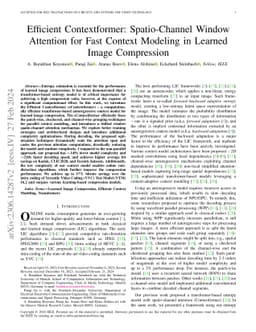 Efficient Contextformer: Spatio-Channel Window Attention for Fast
  Context Modeling in Learned Image Compression