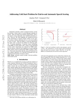 Addressing Cold Start Problem for End-to-end Automatic Speech Scoring