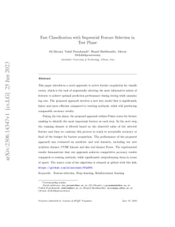 Fast Classification with Sequential Feature Selection in Test Phase