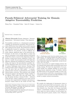 Pseudo-Trilateral Adversarial Training for Domain Adaptive
  Traversability Prediction