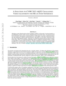 A Solution to CVPR'2023 AQTC Challenge: Video Alignment for Multi-Step
  Inference