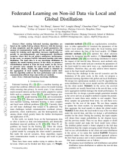 Federated Learning on Non-iid Data via Local and Global Distillation