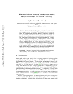 Histopathology Image Classification using Deep Manifold Contrastive
  Learning