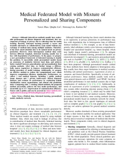 Medical Federated Model with Mixture of Personalized and Sharing
  Components
