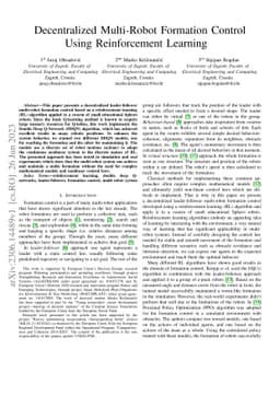 Decentralized Multi-Robot Formation Control Using Reinforcement Learning