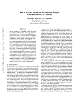 TaiChi Action Capture and Performance Analysis with Multi-view RGB
  Cameras
