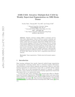 AME-CAM: Attentive Multiple-Exit CAM for Weakly Supervised Segmentation
  on MRI Brain Tumor