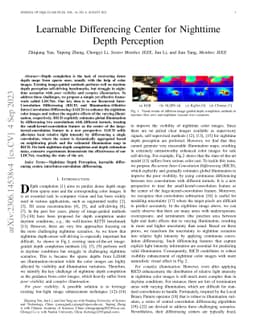 Learnable Differencing Center for Nighttime Depth Perception