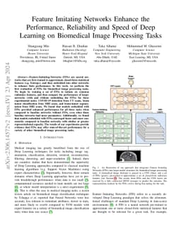 Feature Imitating Networks Enhance The Performance, Reliability And
  Speed Of Deep Learning On Biomedical Image Processing Tasks