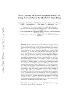 Deep Learning for Cancer Prognosis Prediction Using Portrait Photos by
  StyleGAN Embedding