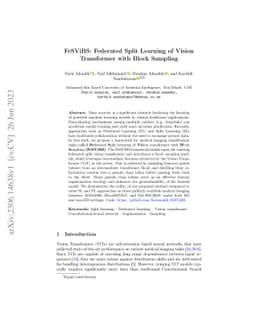 FeSViBS: Federated Split Learning of Vision Transformer with Block
  Sampling